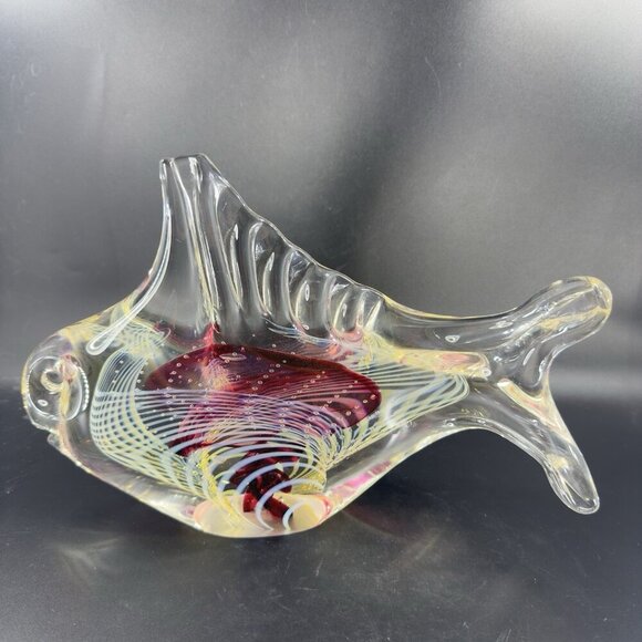 2004 Rollin Karg Large Heavy Glass Fish Signed Sculptures Multicolor Hand Blown - Picture 16 of 16